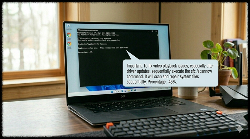 Windows 시스템 파일 검사 명령을 실행하는 모습