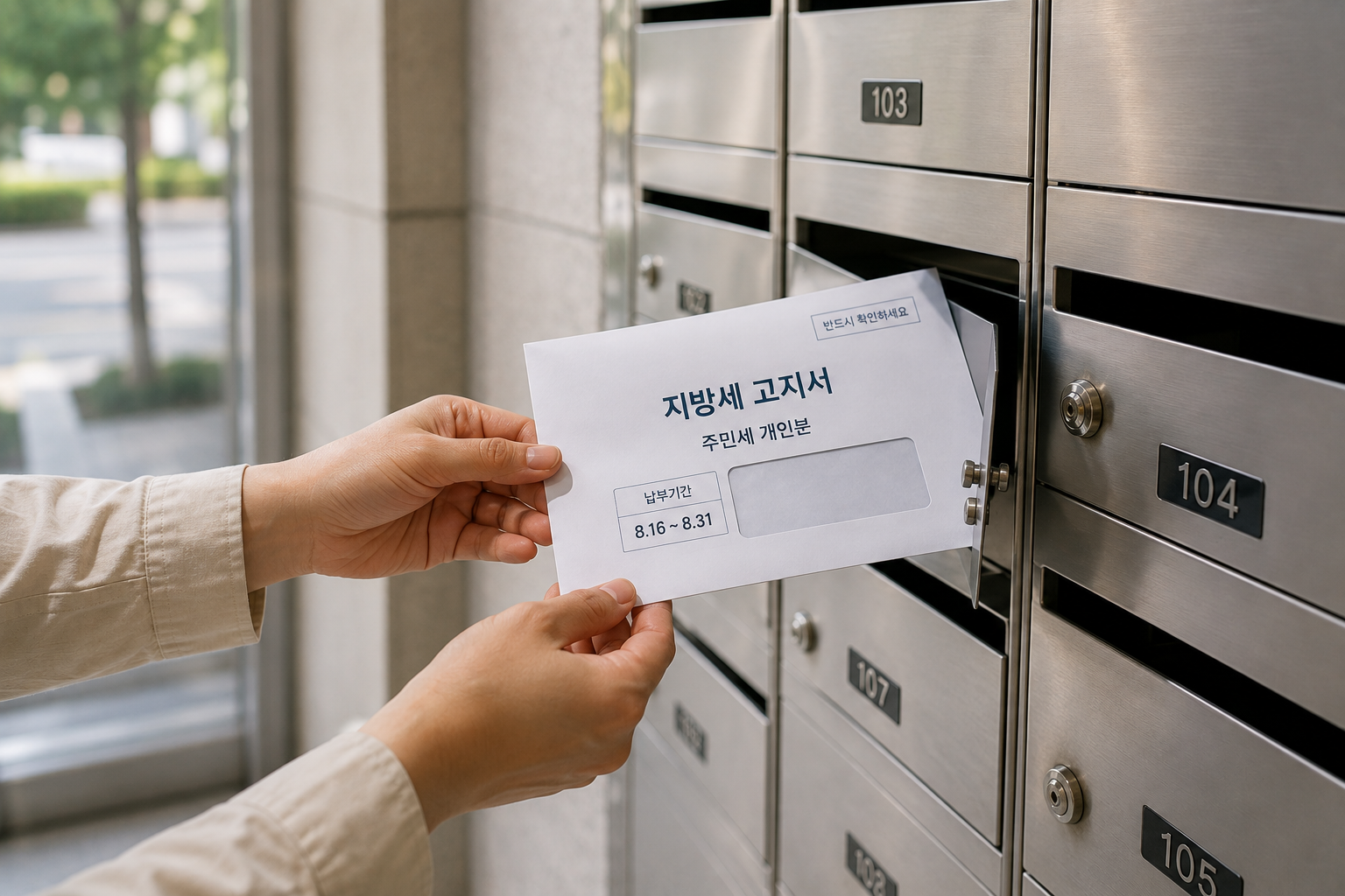 우편함에서 꺼낸 지방세 고지서