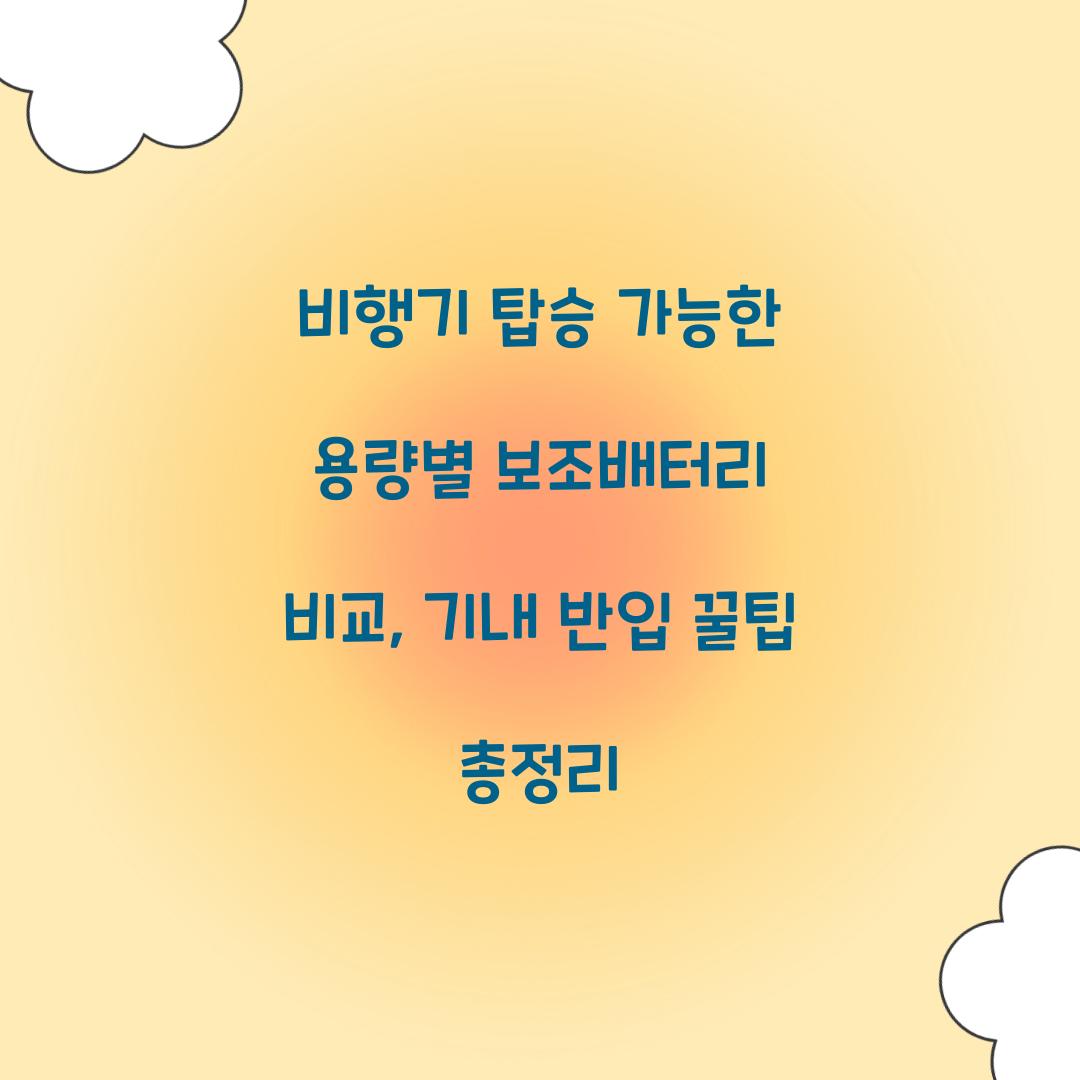 비행기 탑승 가능한 용량별 보조배터리 비교