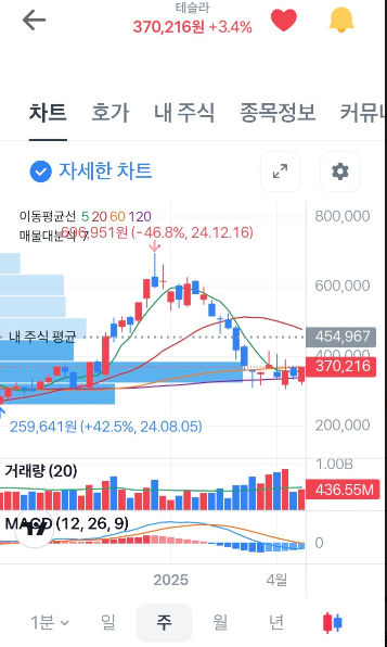 테슬라 주봉차트