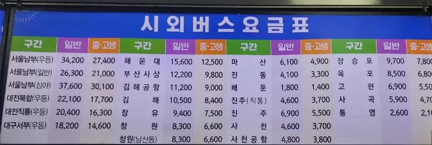 고성시외버스터미널시간표