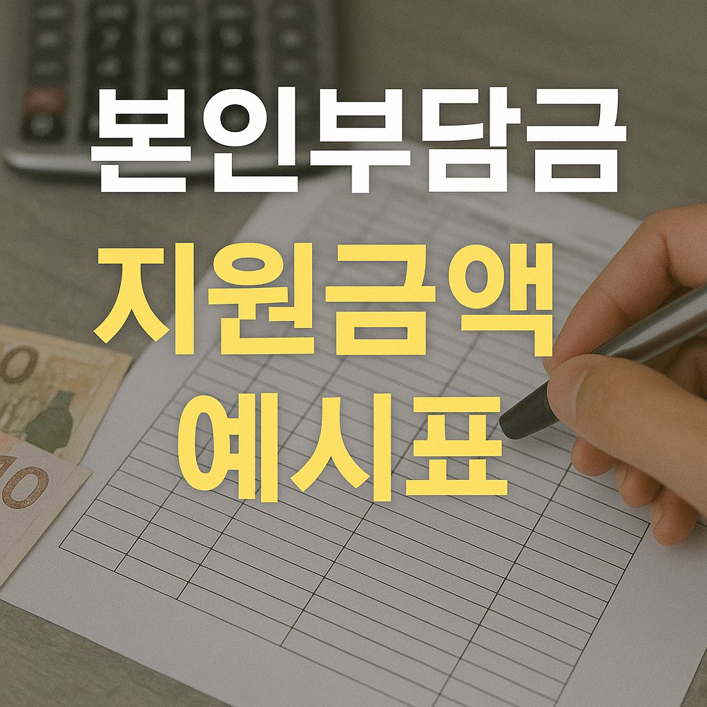 본인부담금 지원금액 예시표
