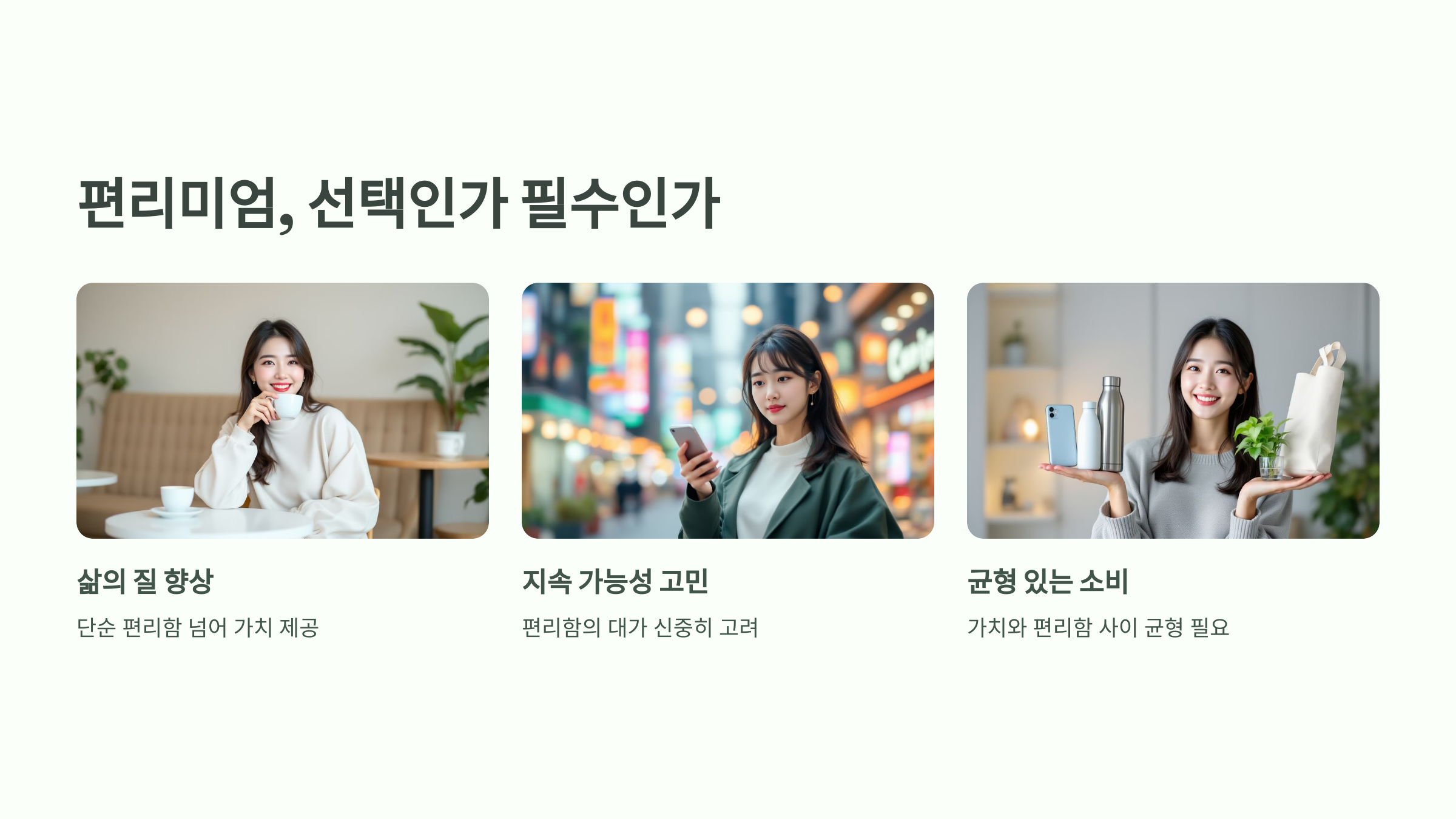 차마시는 여자, 휴대폰 보는 여자, 쇼핑 제품 들고 웃는 여자