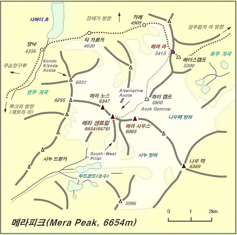 메라피크-등반-루트-한글-개념도