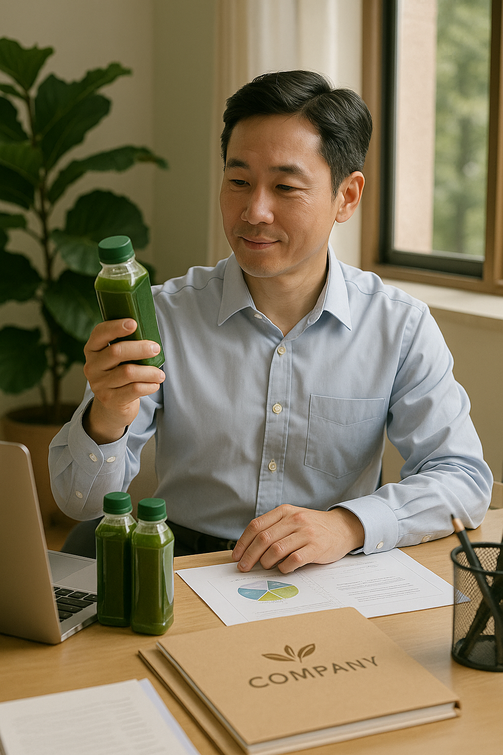 장 트러블 관리 중인 중년 남성의 모습