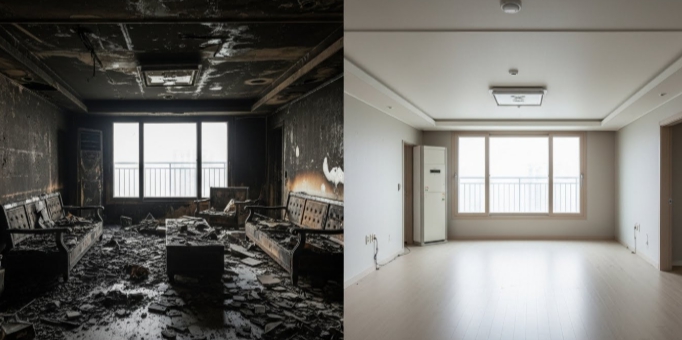 상주 화재청소 전후