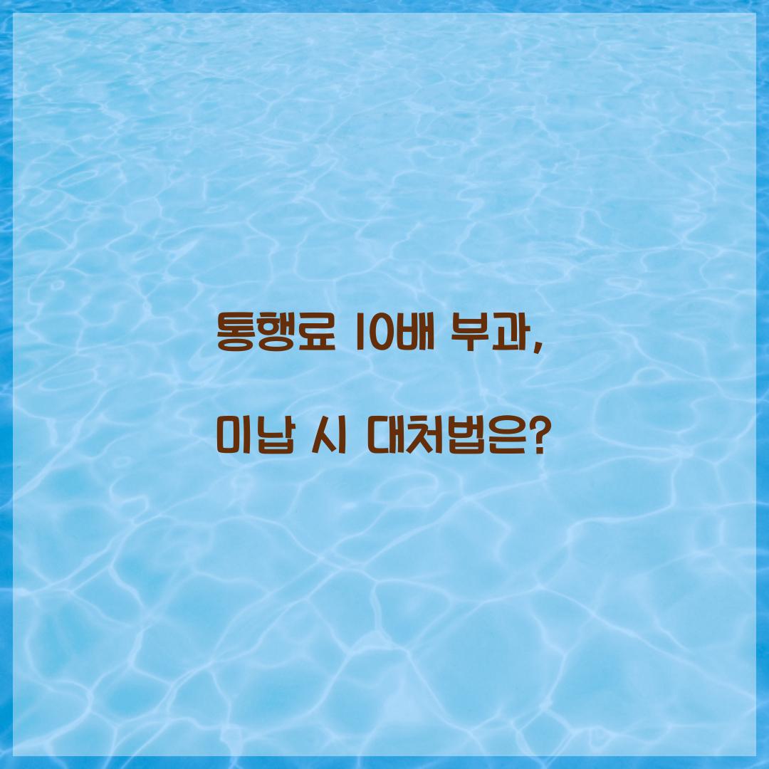 통행료 10배 부과