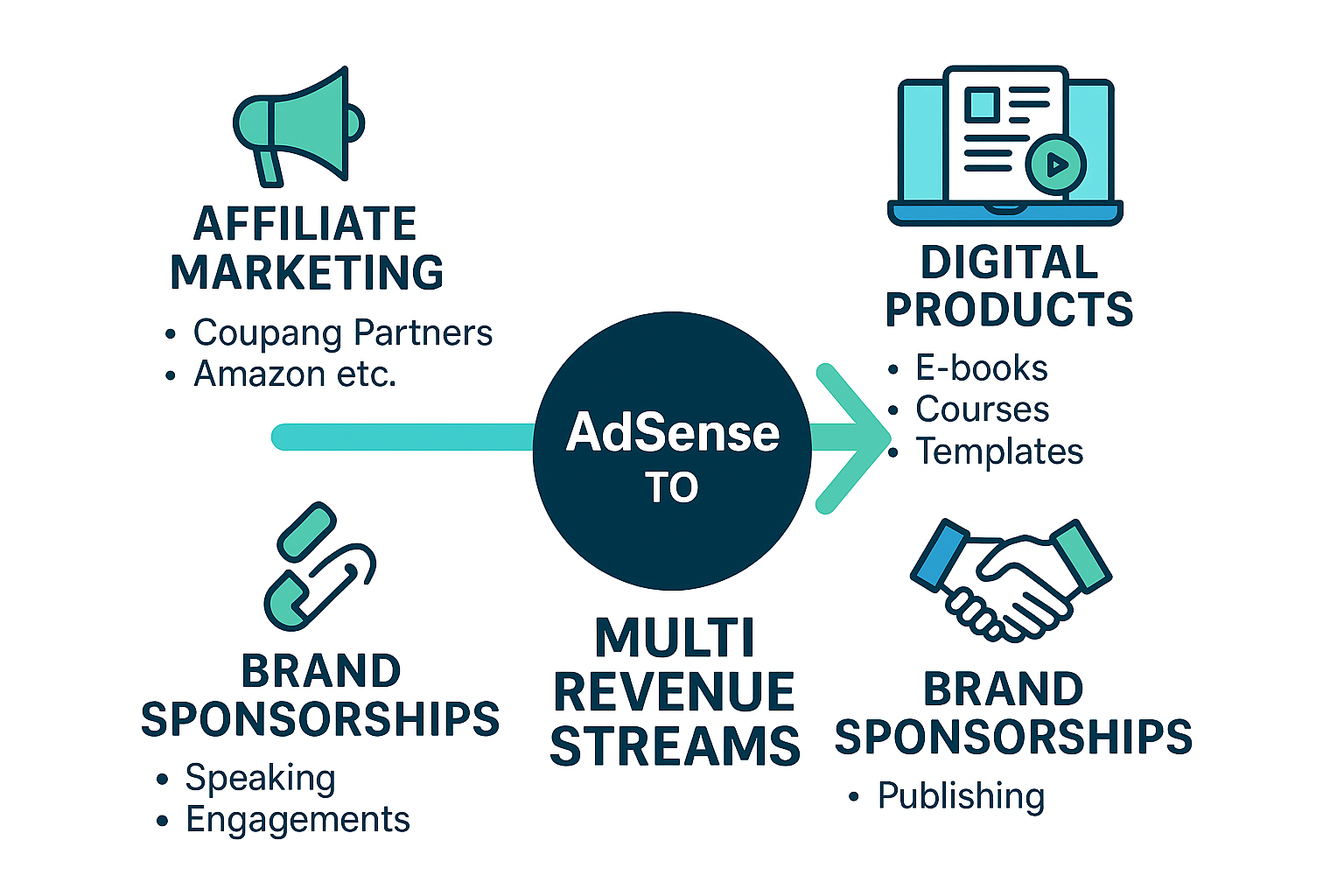 [애드센스블로그] 16편 애드센스 수익 다변화 전략 제휴 마케팅, 디지털 제품, 브랜드 협찬