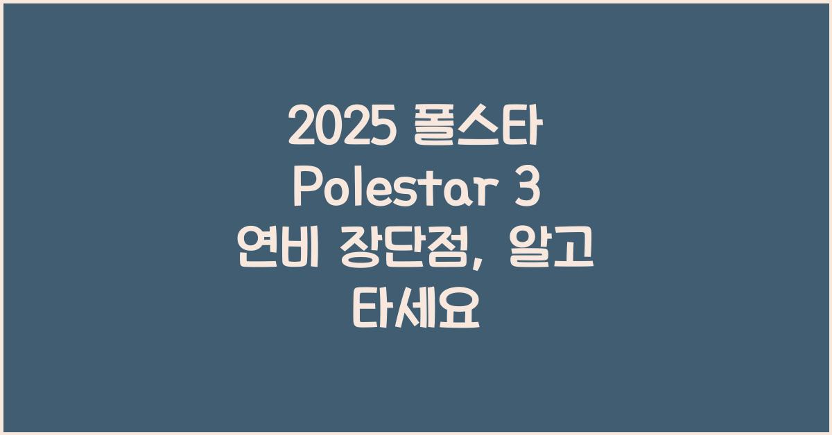 2025 폴스타 Polestar 3 연비 장단점