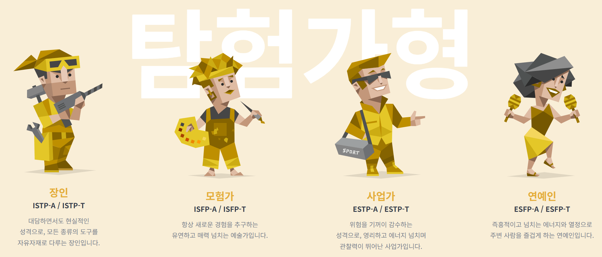 MBTI 성격유형 탐험가형 설명