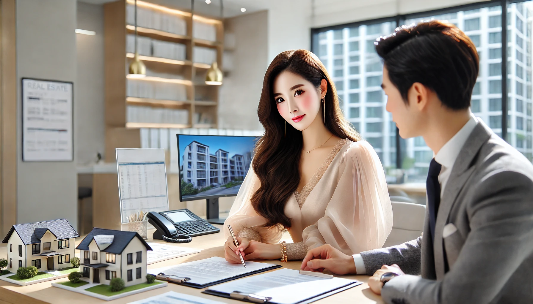 부동산거래신고 관련 상담하는 이미지