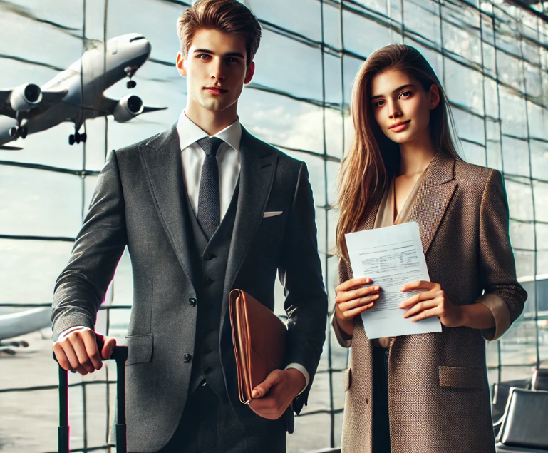 해외로 일하러 가는 남녀의 모습