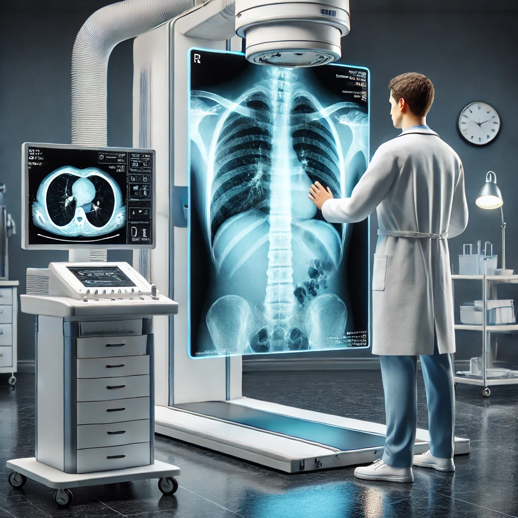 폐와 흉부 상태를 검사하는 흉부 X-ray