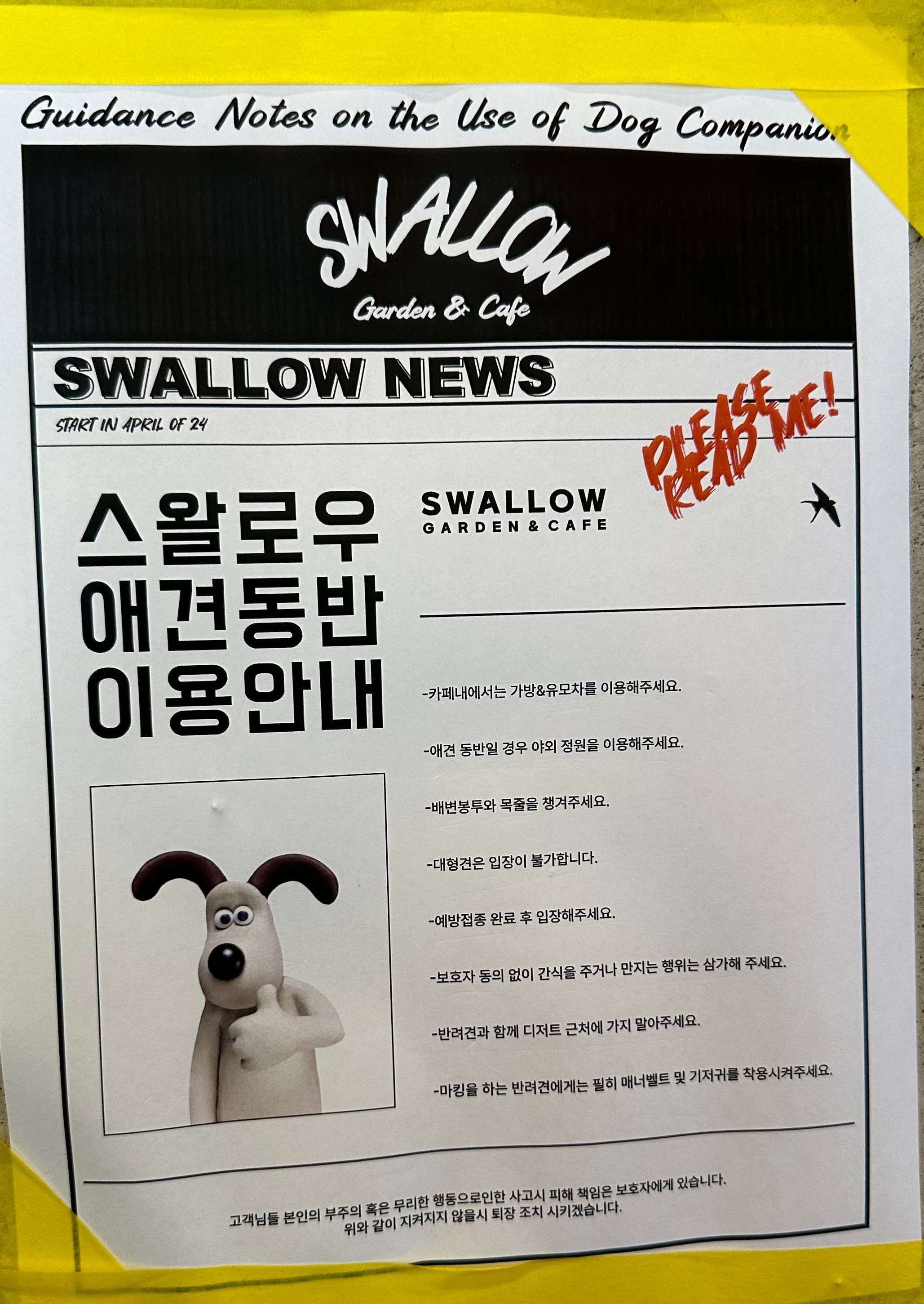 애견 관련 안내사항