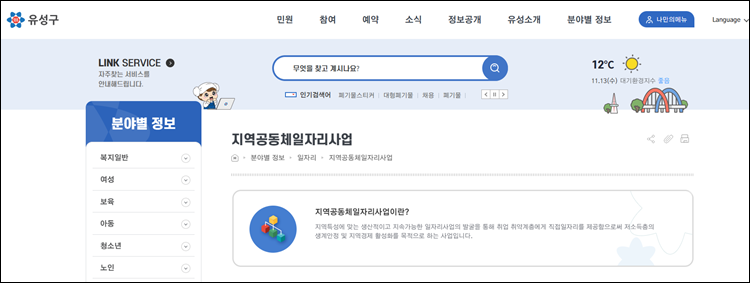 유성구청-홈페이지