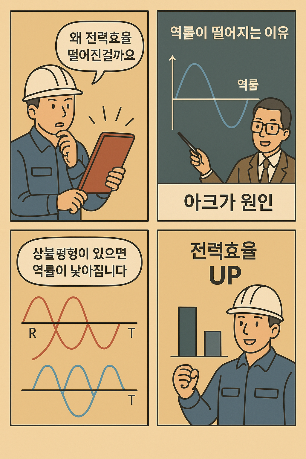 역률과 상불평형율의 관계