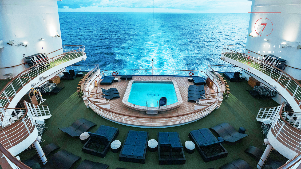 07 크루즈선 수영장 A - 2025년7월 노트북배경화면