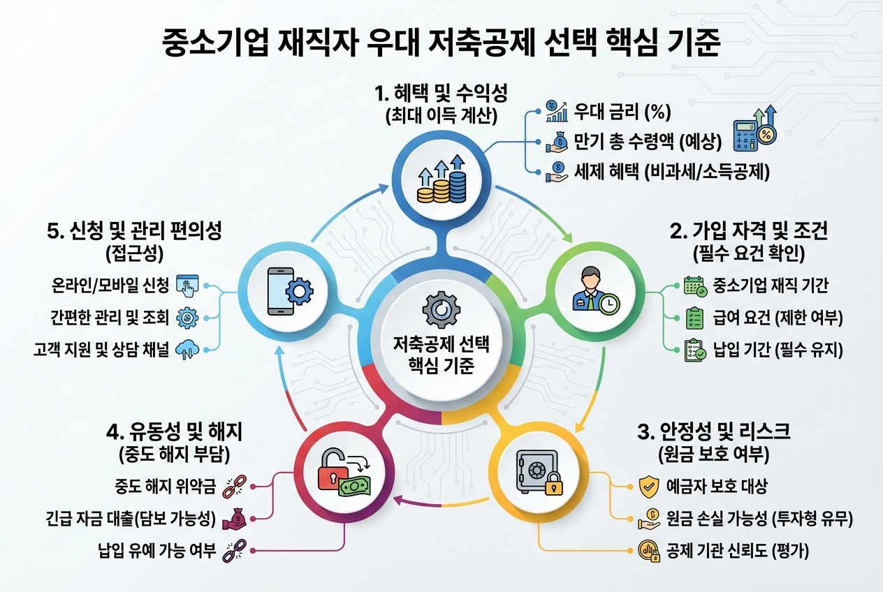 중소기업 재직자 우대 저축공제를 볼 때 실제로 중요한 기준