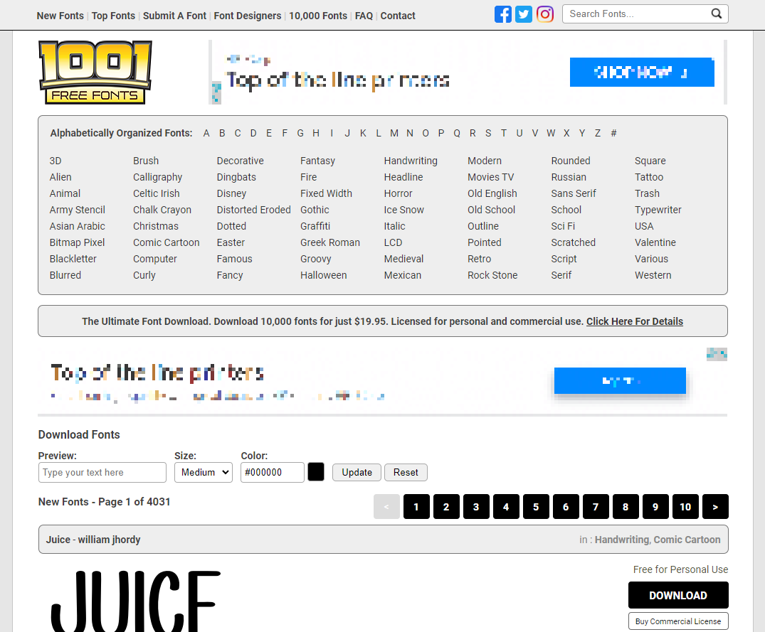 1001 Free Fonts