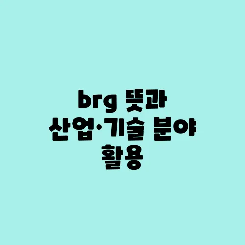 brg 뜻과 산업·기술 분야 활용