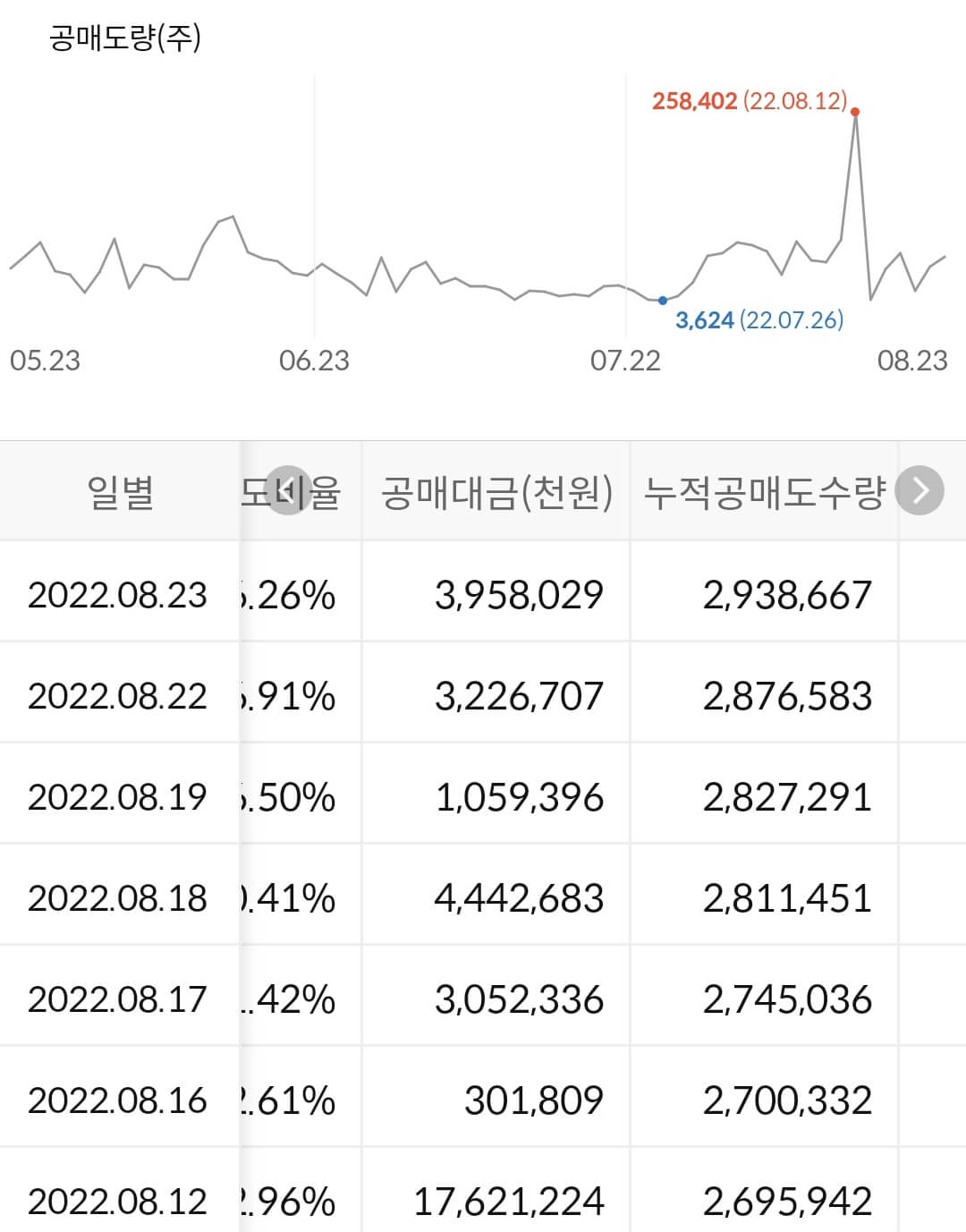 넷마블 누적 공매도 수급