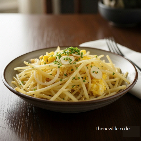 감자요리 레시피 – 채썬 감자와 계란을 볶아 만든 다이어트용 감자요리