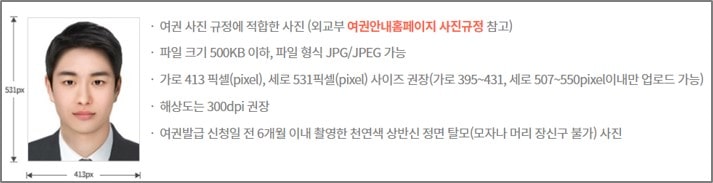 여권 재발급 온라인 신청용 사진 규격