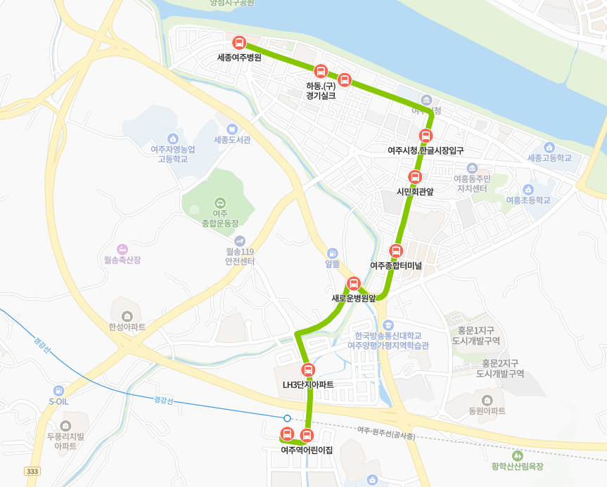 여주-901B번-버스-노선-지도