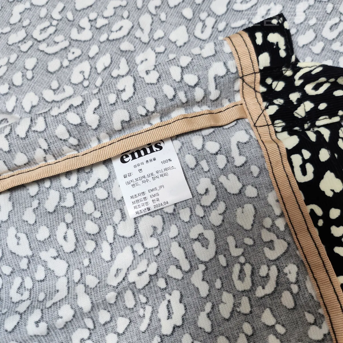 이미스-에코백-코듀로이-레오파드블랙