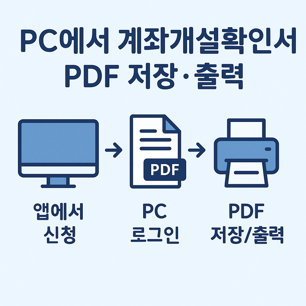 카카오뱅크 모바일 앱 신청 후 PC 로그인으로 계좌개설확인서를 PDF로 저장하거나 출력하는 방법 이미지