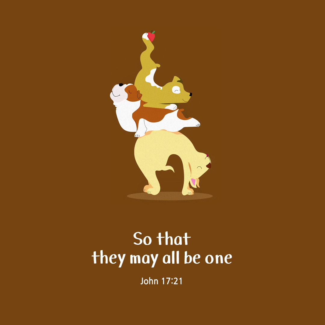 So that they may all be one. (John 17:21) by pieonane Daily Bible quote image
