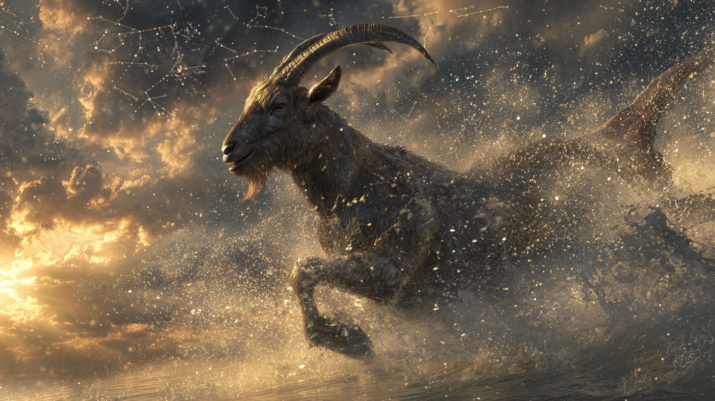 염소자리: 판(Pan) 신이 물고기가 된 사연과 티폰의 습격, 반은 염소 반은 물고기로 변한 목신의 급박한 탈출기