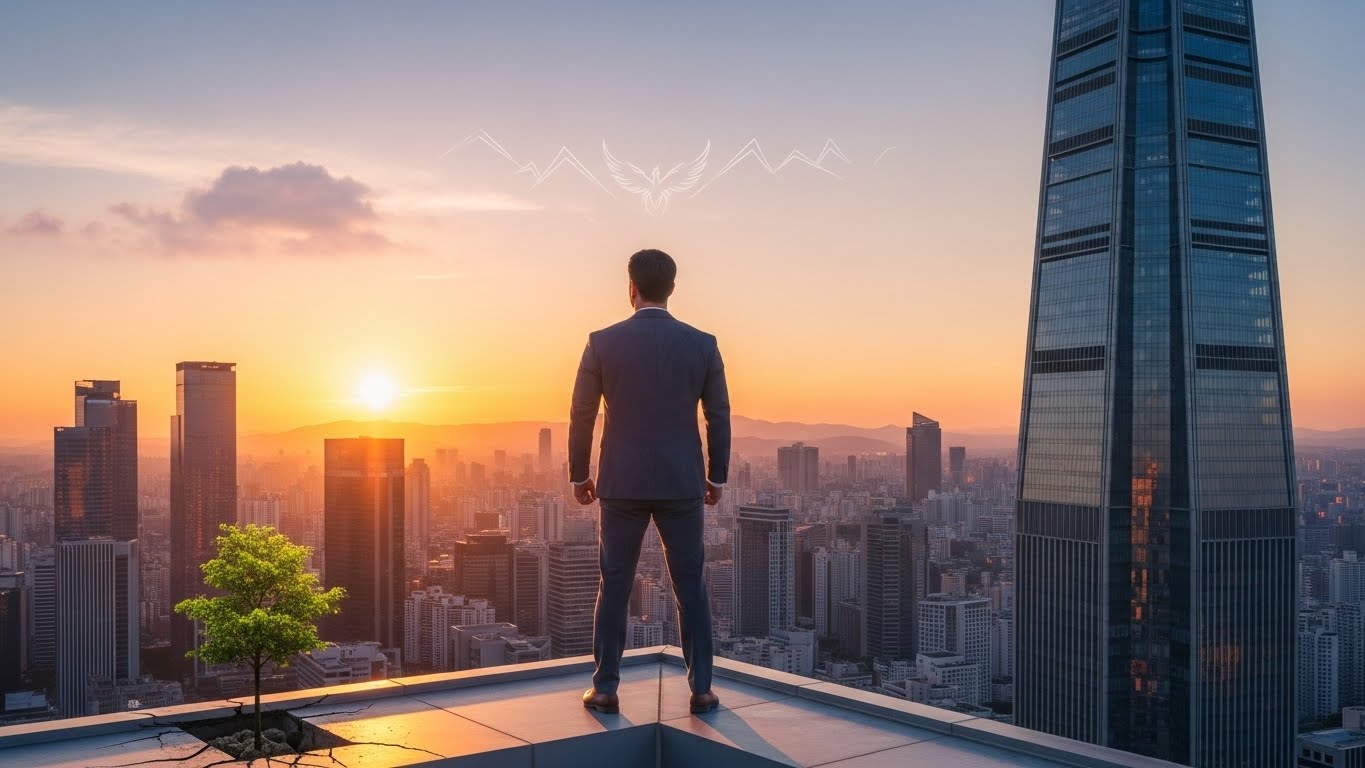 정신적 역경을 딛고 일어나 당당하게 자신의 삶을 이끄는 리더의 모습