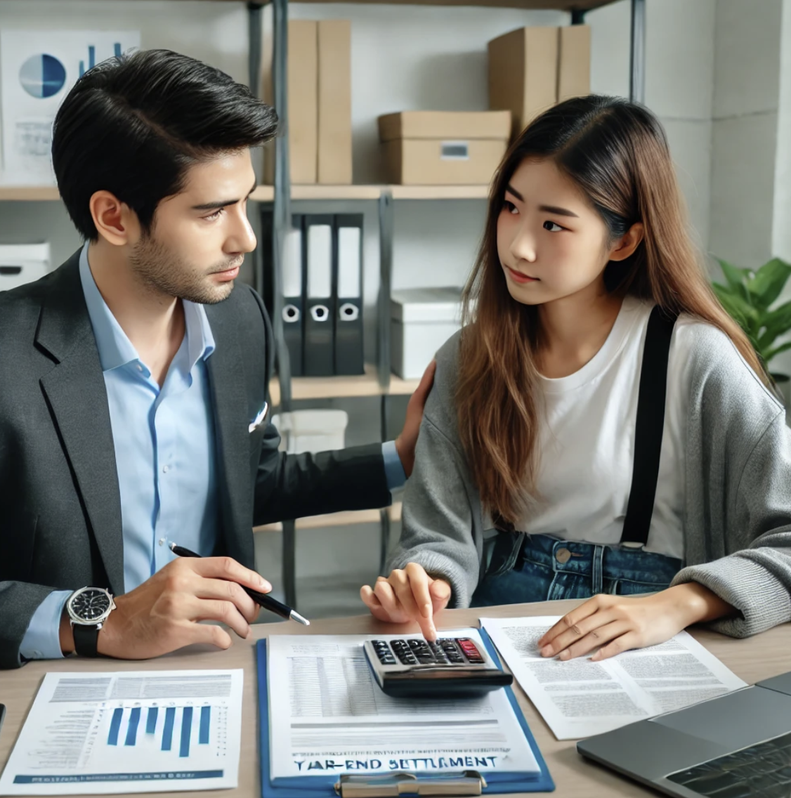 사업소득세 연말정산 계산하는 모습