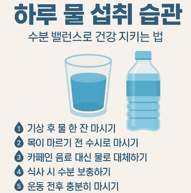 하루 물 섭취 습관 – 수분 밸런스로 건강 지키는 법