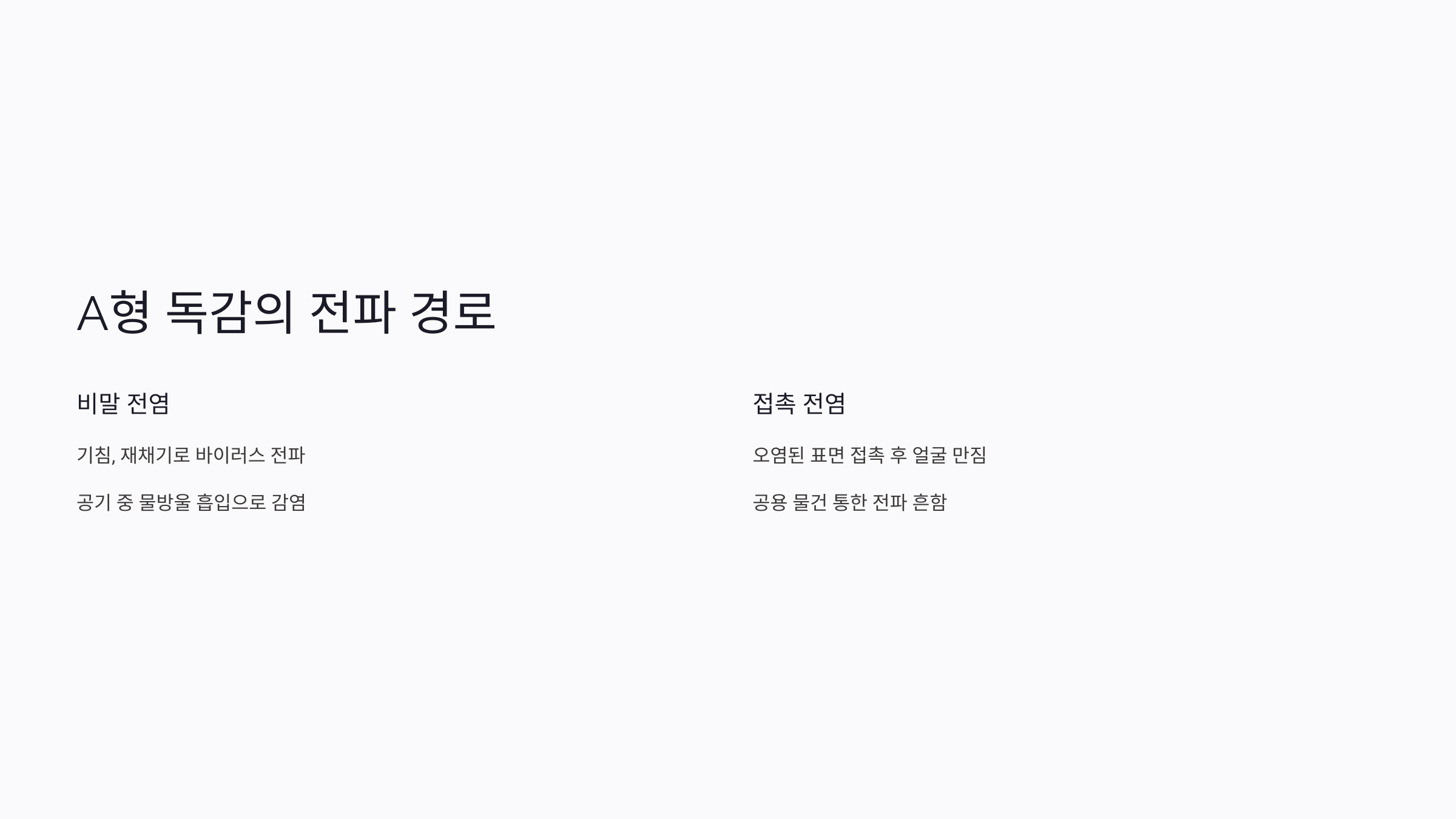 A형 독감 : 증상, 예방, 치료법