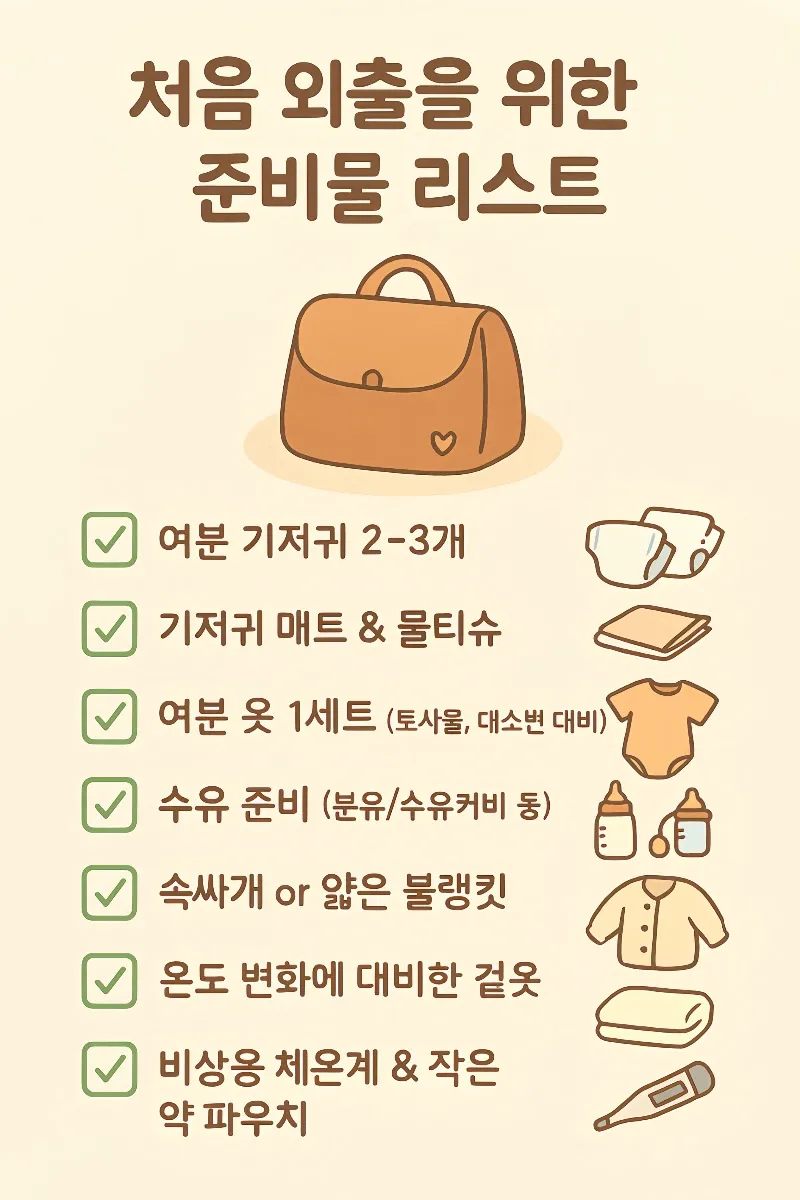 아기 외출 시기, 신생아 외출, 아기 첫 외출 준비물, 신생아 산책 언제부터, 아기 외출 복장, 엄마표 외출 가방, 아기랑 외출할 때