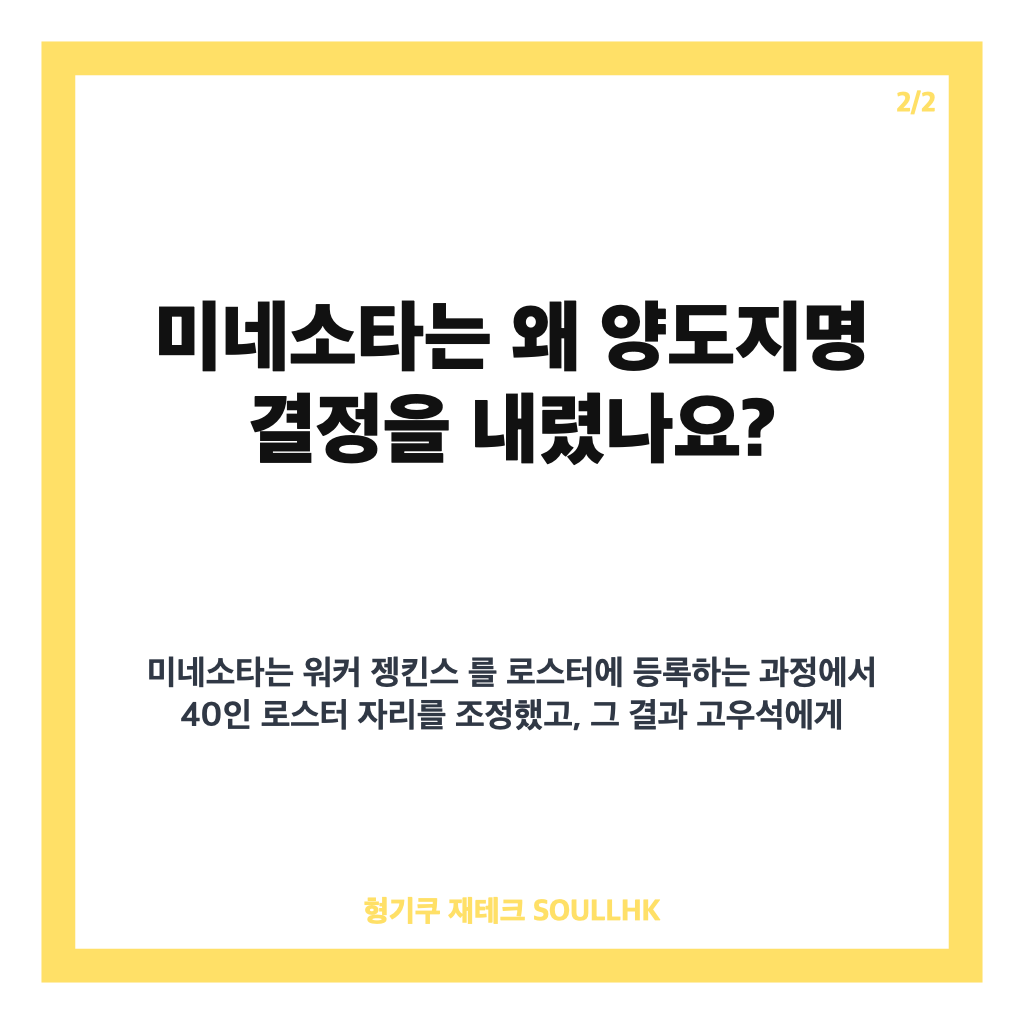 고우석 방출 대기, 미네소타의 양도지명 결정과 향후 거취는 카드뉴스 3