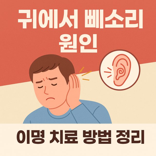귀에서 삐소리가 나는 이유와 이명 치료 방법을 설명하는 대표 이미지로 청력 건강과 이명 관리의 중요성을 강조한 그림
