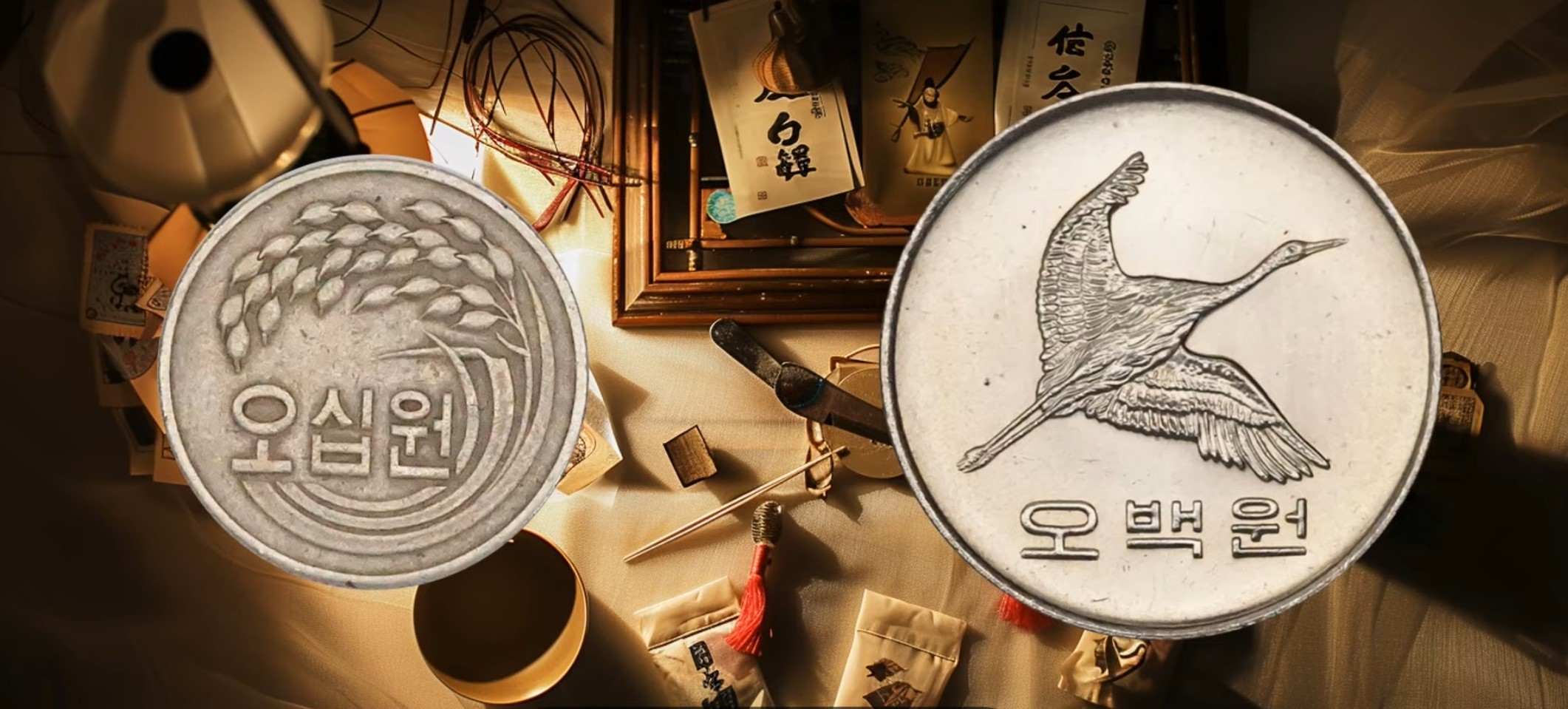50원짜리 동전 한 개와 500원짜리 동전 한개