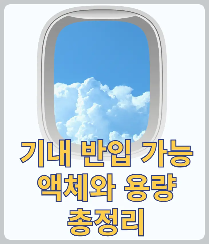 기내 반입가능 액체와 용량