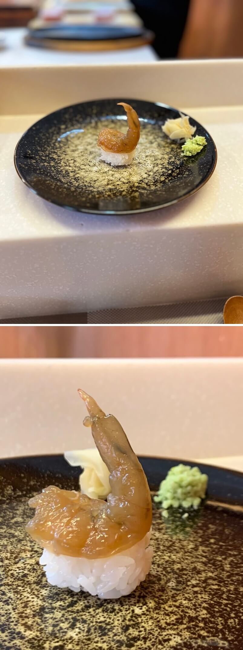 꼬리가 올라가 있는 간장 새우