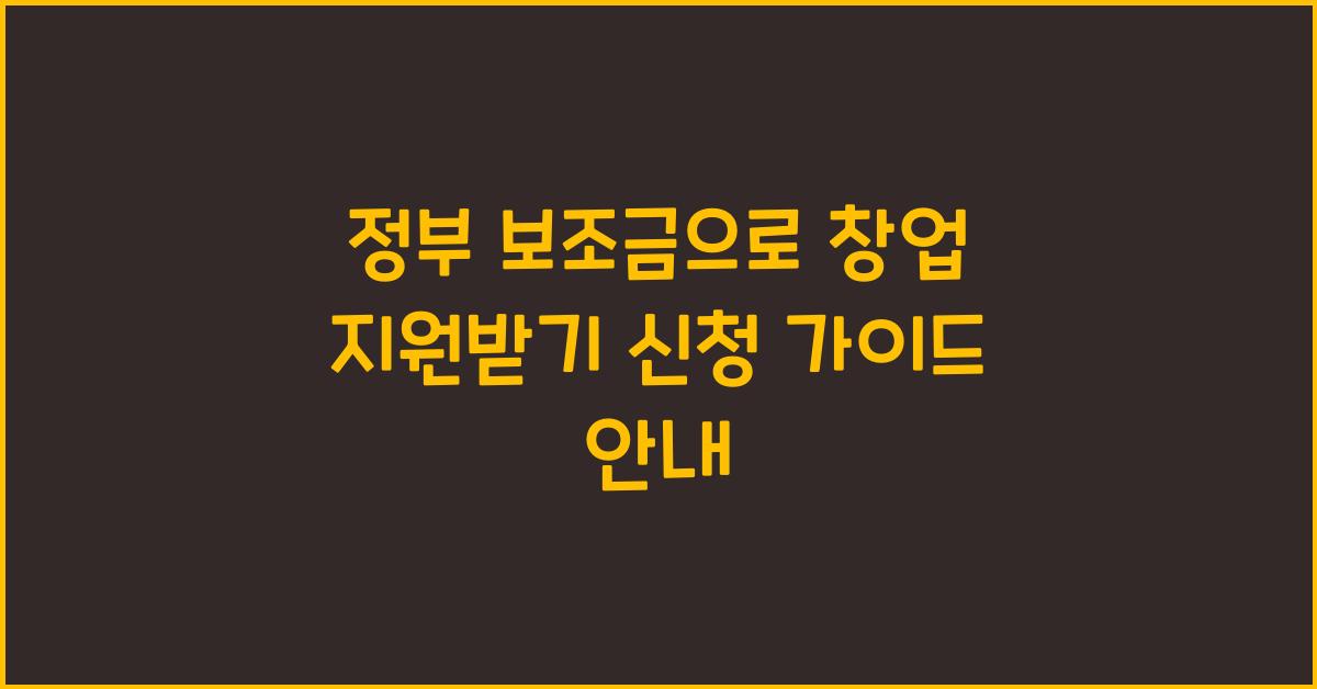 정부 보조금, 신청 가이드