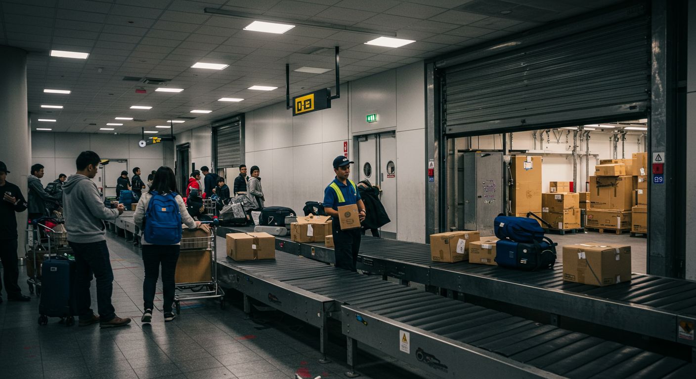 공항에서 화물을 검사하는 모습