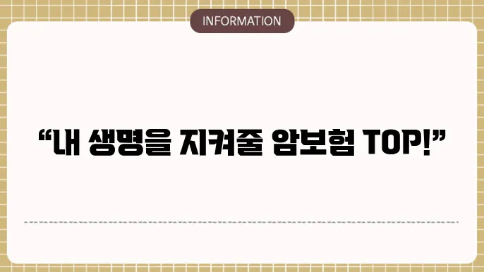 암보험 가입순위: 순위별 신뢰템