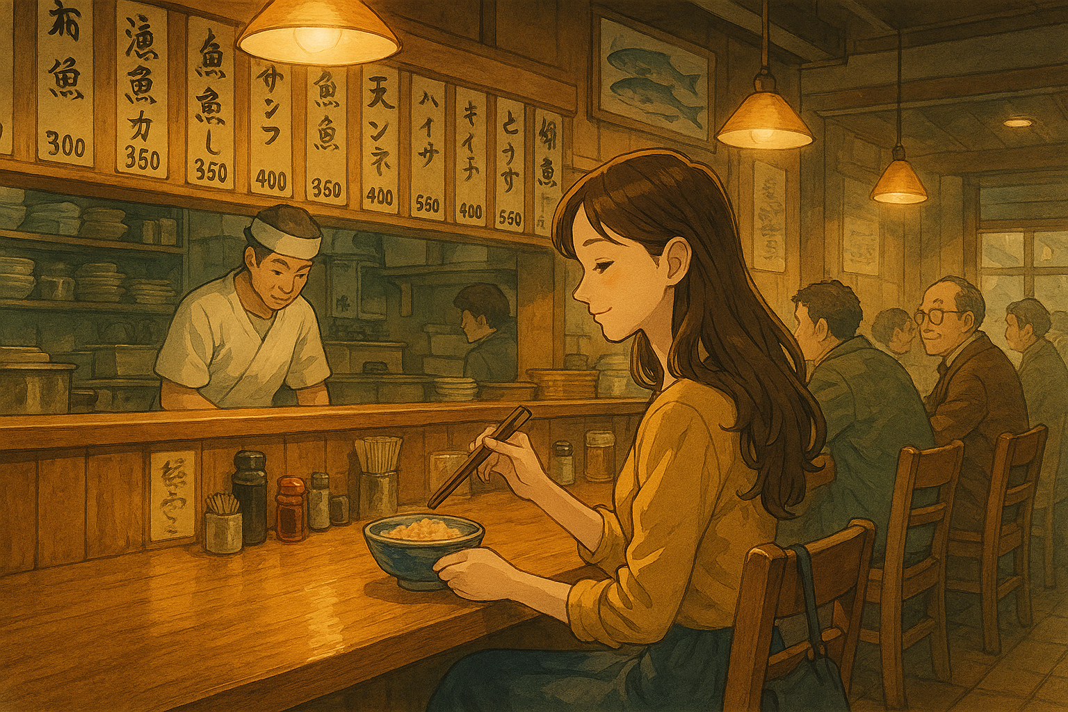 니조시장 주변 현지인 맛집에서 즐기는 나만의 미식 여행
니조시장 인근 현지인 단골 식당 느낌 (카운터나 소형 테이블)