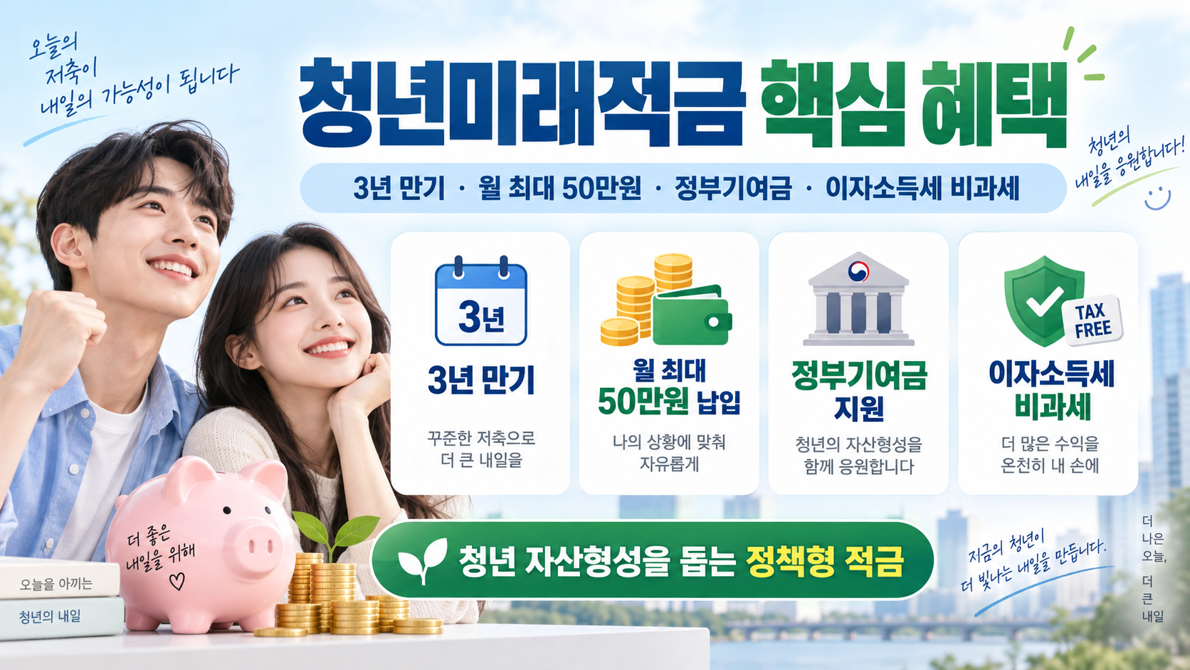 청년미래적금 3년 만기 월 최대 50만원 정부기여금 비과세 핵심 혜택