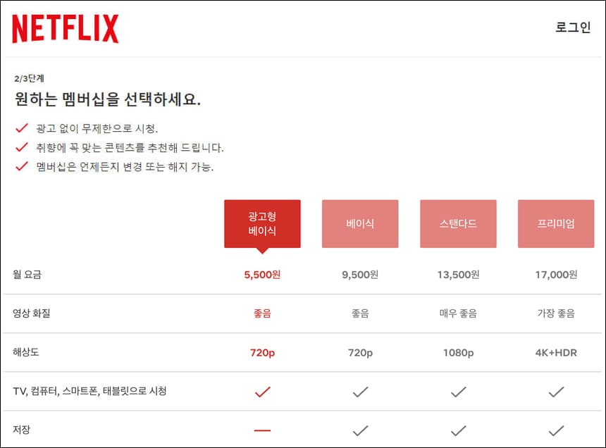 멤버십 요금제 선택하기