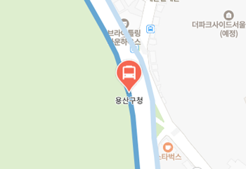 용산구청에서 인천공항 리무진 공항버스(6030번) 지도 위치