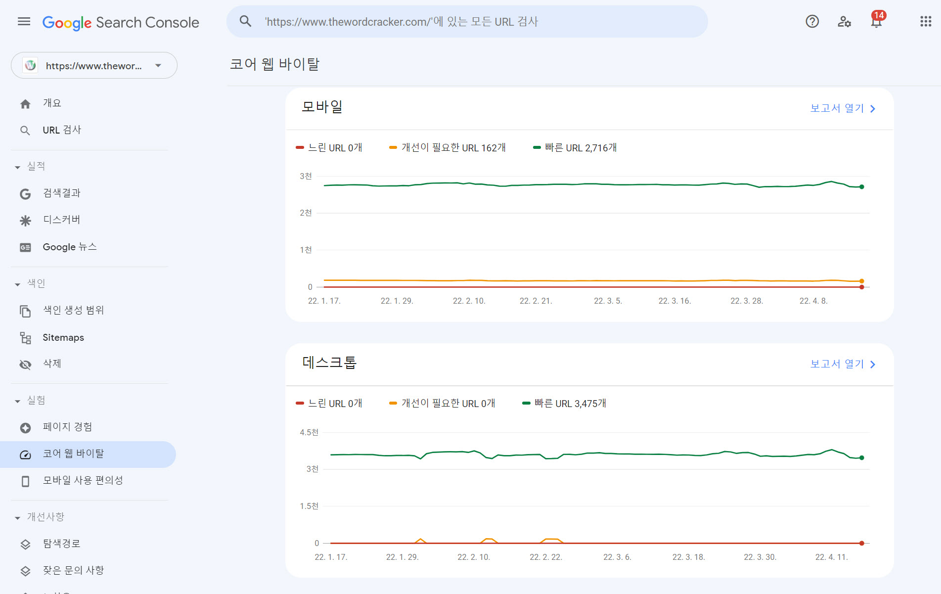 워드프레스 코어 웹 바이탈